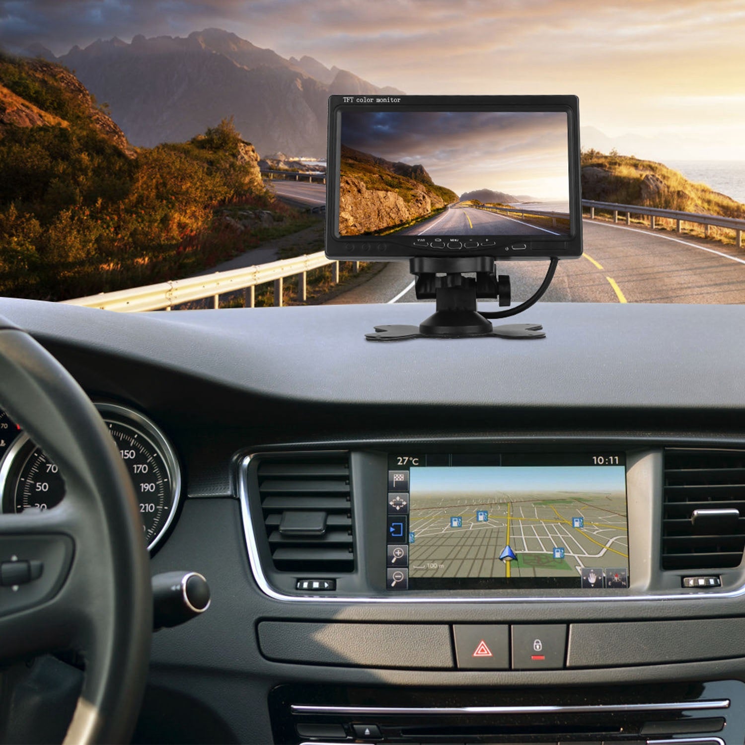 1Pc 7In Screen Backup Camera System Vehicle Rear View Monitor Kit IP67 Waterproof Car Parking Reverse System With Night Vision For Car Trunk Van SUV