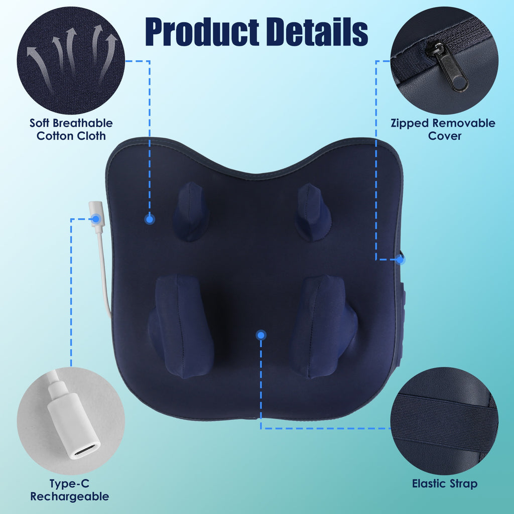 1 Set Cordless Neck Shoulder Massager With Soothing Heating 3 Intensity Levels 2 Heating Levels Electric 4D Shiatsu Deep Kneading Pillow For Back Traps Gifts For Family  Home Car