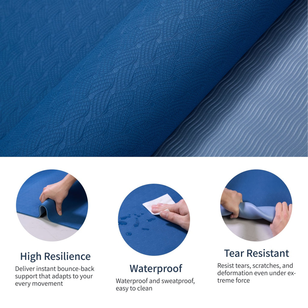 Yoga Mat, Exercise Yoga Mat With Non-Slip Design, Professional TPE Exericise Mat, 72X 24 Multi-Purpose Workout Mat For Women, Pilates Fitness And Floor Exercises