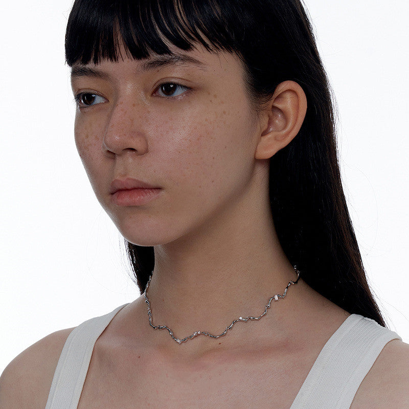 Small Design Sense Wave Pattern Jewelry Adjustable Necklace