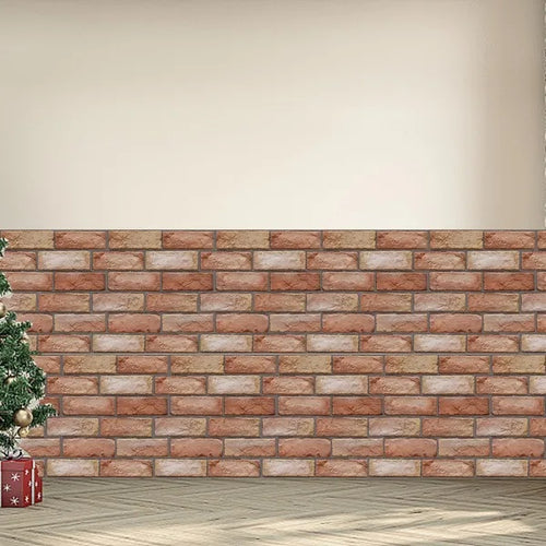 10Pcs Peel And Stick Tile Backsplash Red Brick Design Stick On Subway Tiles 3D Brown Wall Panel Removable Self-Adhesive Wall Stickers For Home Kitchen Bathroom Back Splashes Decor