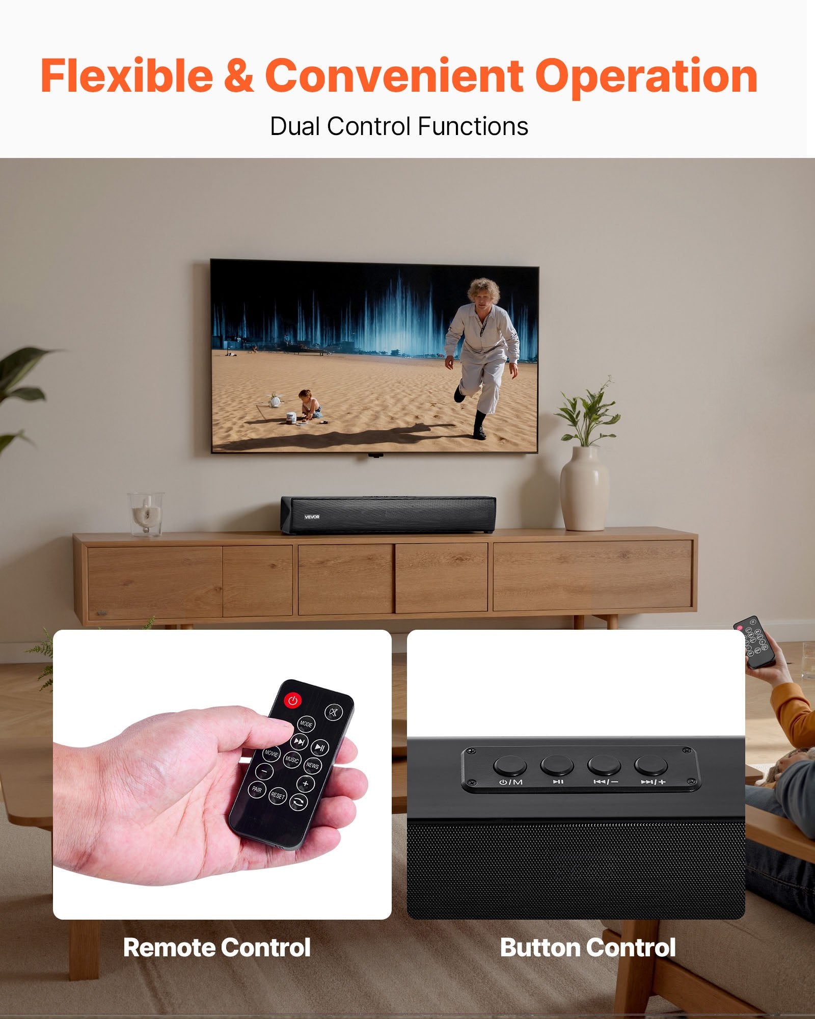 Sound Bar For Smart TV, 2.0 Channel, 17-Inch Compact Soundbar TV Speakers For Projector, Bluetooth AUX Connection, Remote Control, Easy Setup, 80W Surround Sound System For PC Home Theater Audio
