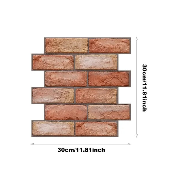 10Pcs Peel And Stick Tile Backsplash Red Brick Design Stick On Subway Tiles 3D Brown Wall Panel Removable Self-Adhesive Wall Stickers For Home Kitchen Bathroom Back Splashes Decor
