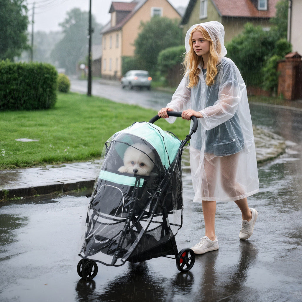 PawHut Foldable Pet Stroller W/ Rain Cover, For XS Dogs, S Dogs - Green