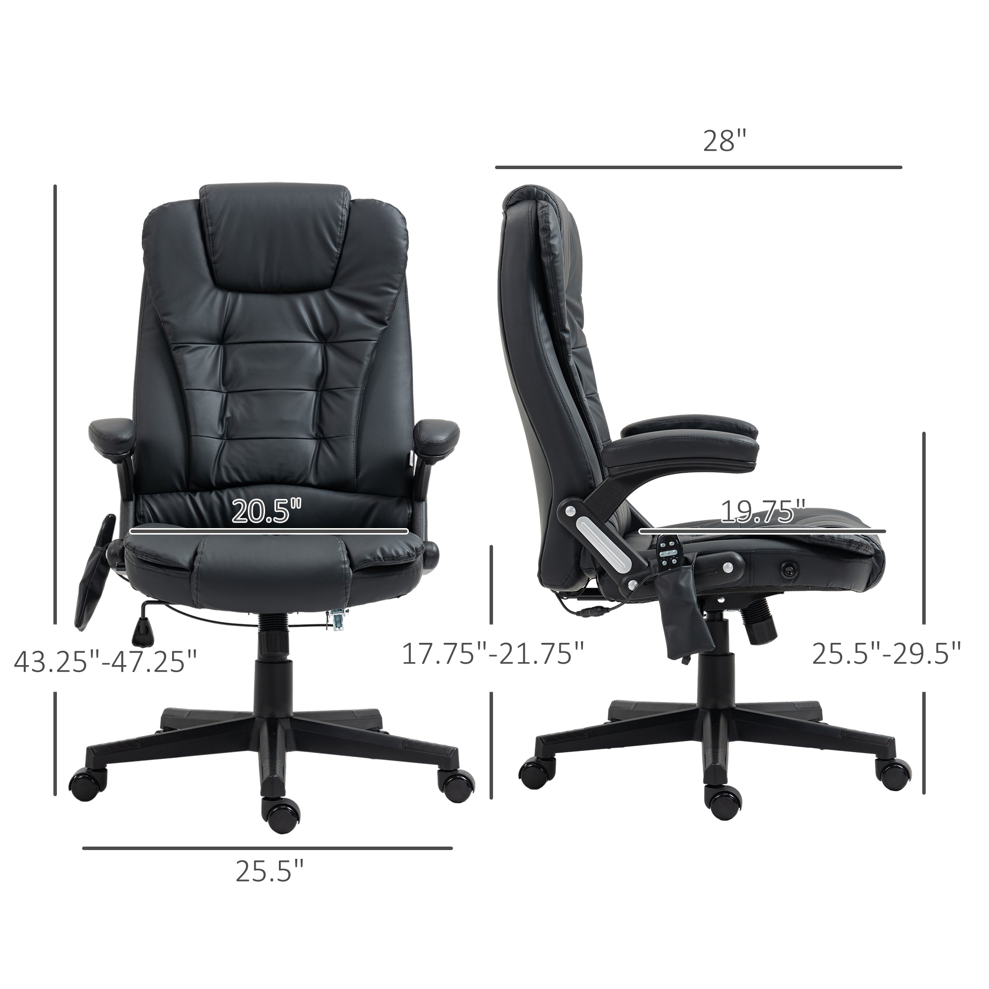 Massage Office Chair, Heated Reclining Computer Chair with 6 Vibration Points, Armrest and Remote, Black