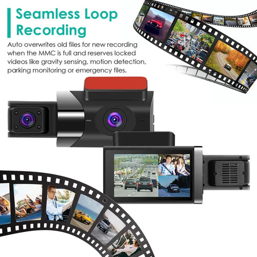 2K Car DVR 3 Channel Dash Cam Camcorder Camera Recorder With 140 Angle GPS WiFi Night Vision G-sensor Loop Recording Parking Monitor
