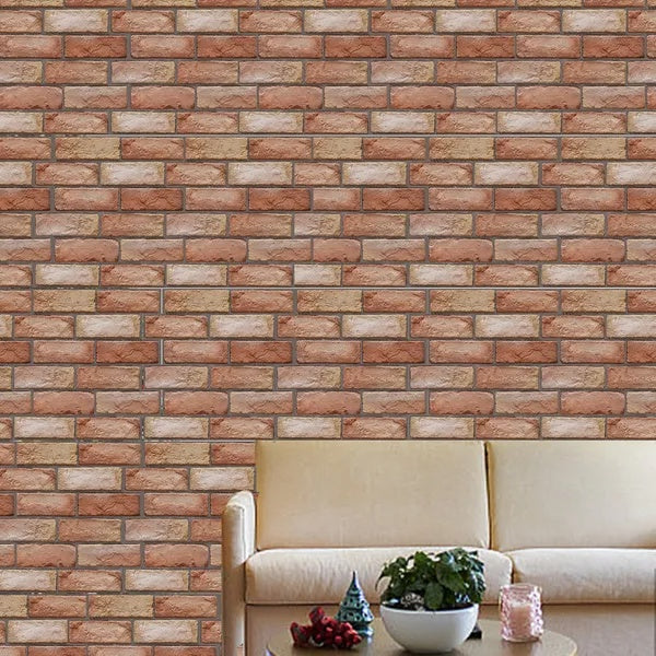 10Pcs Peel And Stick Tile Backsplash Red Brick Design Stick On Subway Tiles 3D Brown Wall Panel Removable Self-Adhesive Wall Stickers For Home Kitchen Bathroom Back Splashes Decor