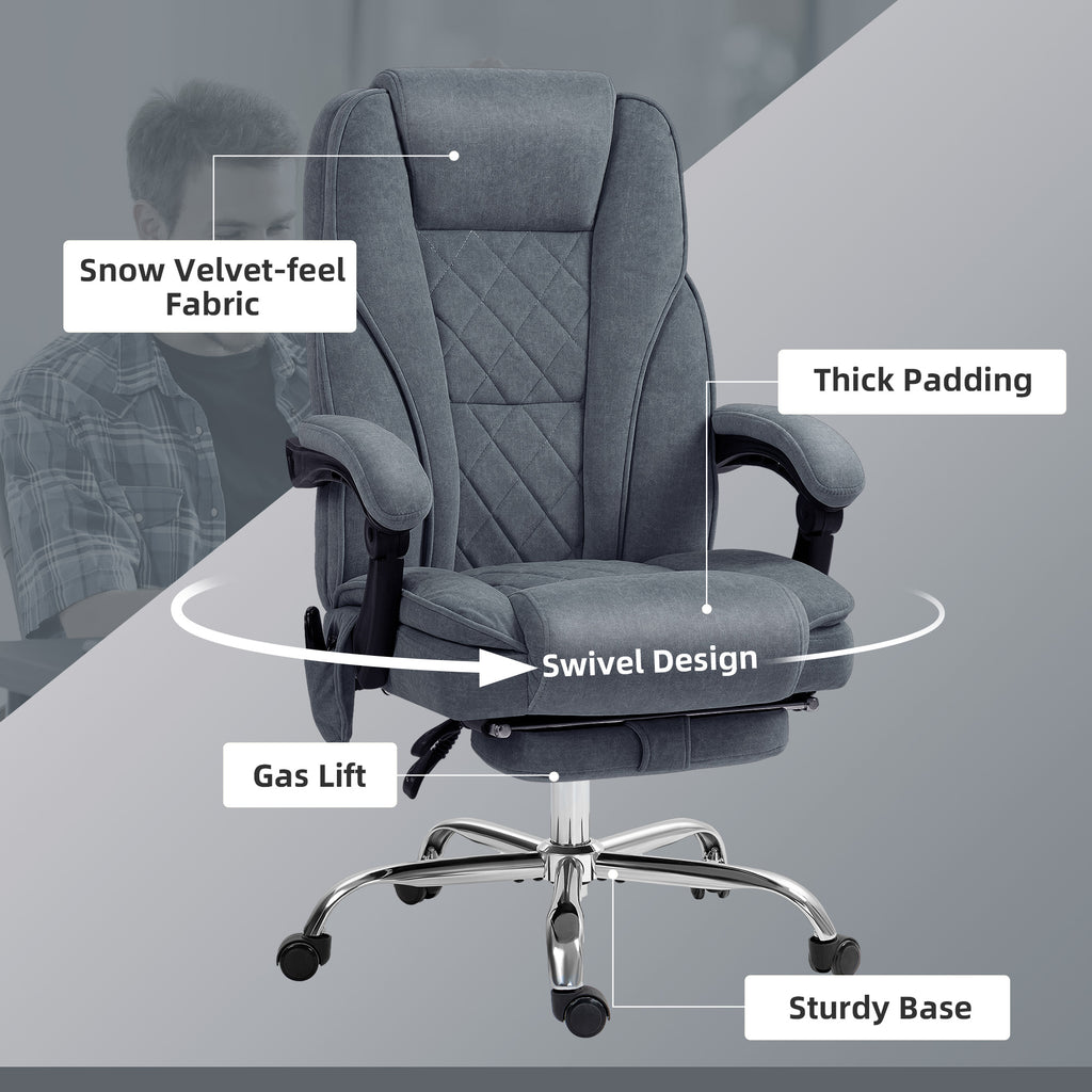 Massage Office Chair, Heated Reclining Computer Chair with Adjustable Height and Footrest, Charcoal Gray