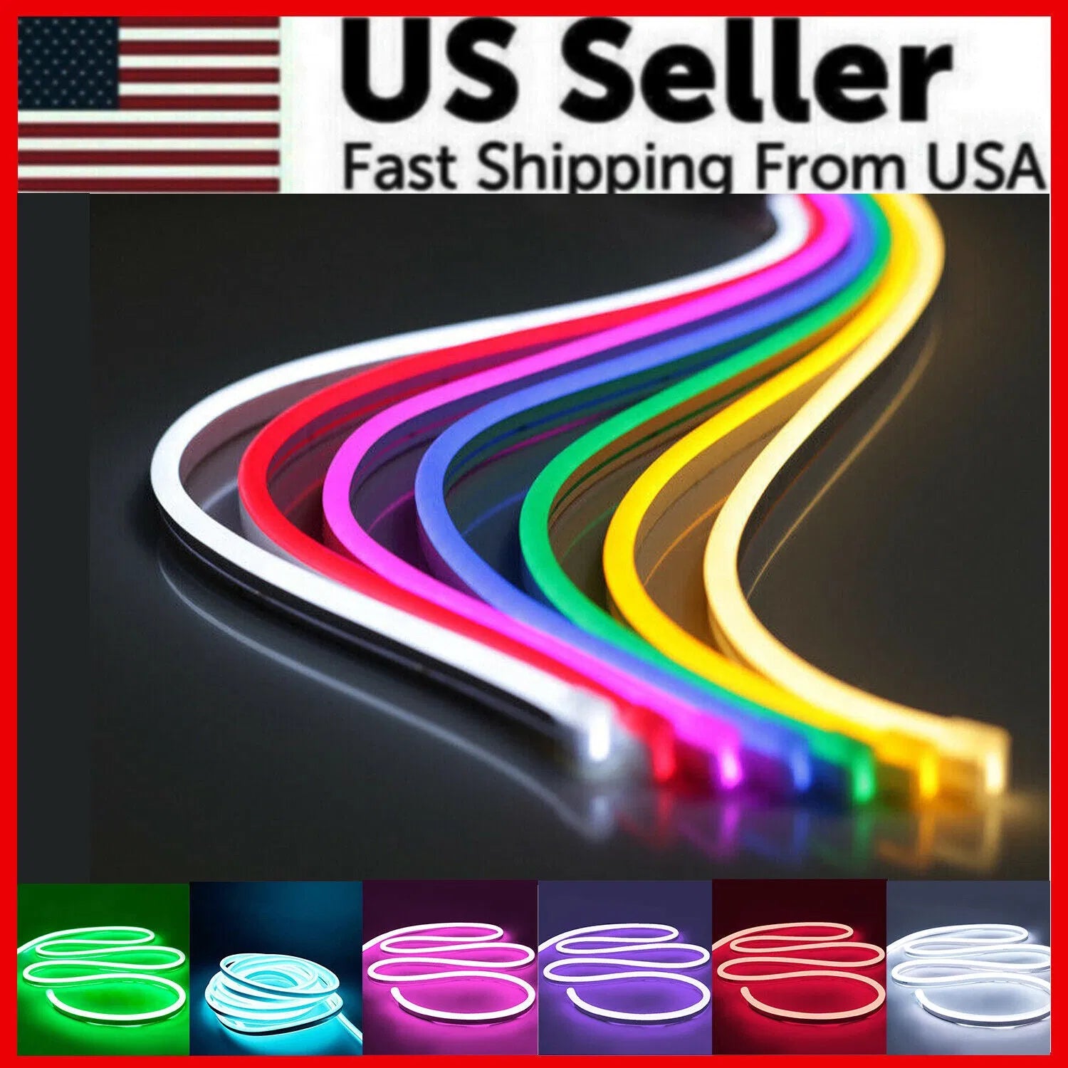 12V Flexible Sign Neon Lights Silicone Tube LED Strip Waterproof USA