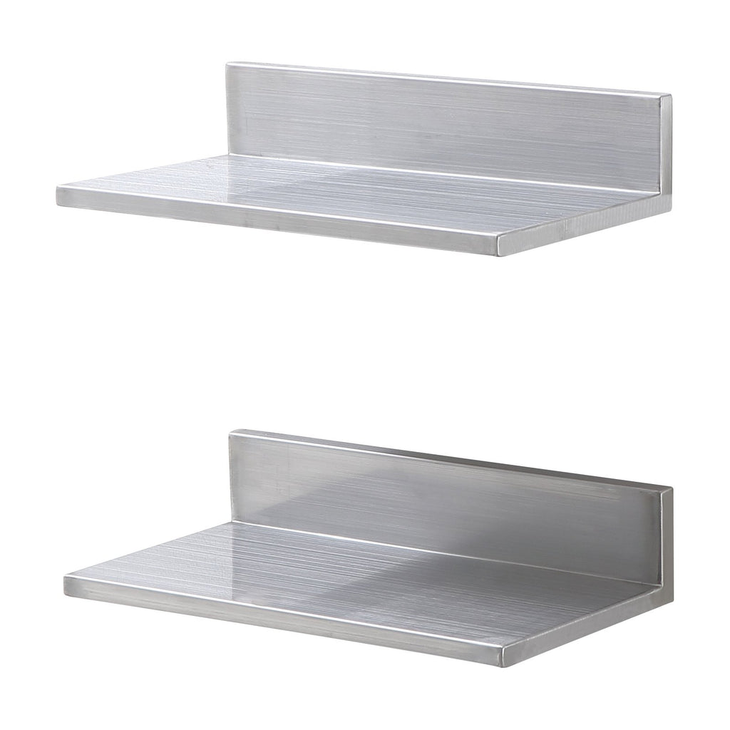 8.6" X 16" Stainless Steel Shelf, Wall Mounted Floating Shelving With Backsplash, 44 Lbs Load Capacity Commercial Shelves, Heavy Duty Storage Rack For Restaurant, Kitchen, Bar, Home, And Hotel