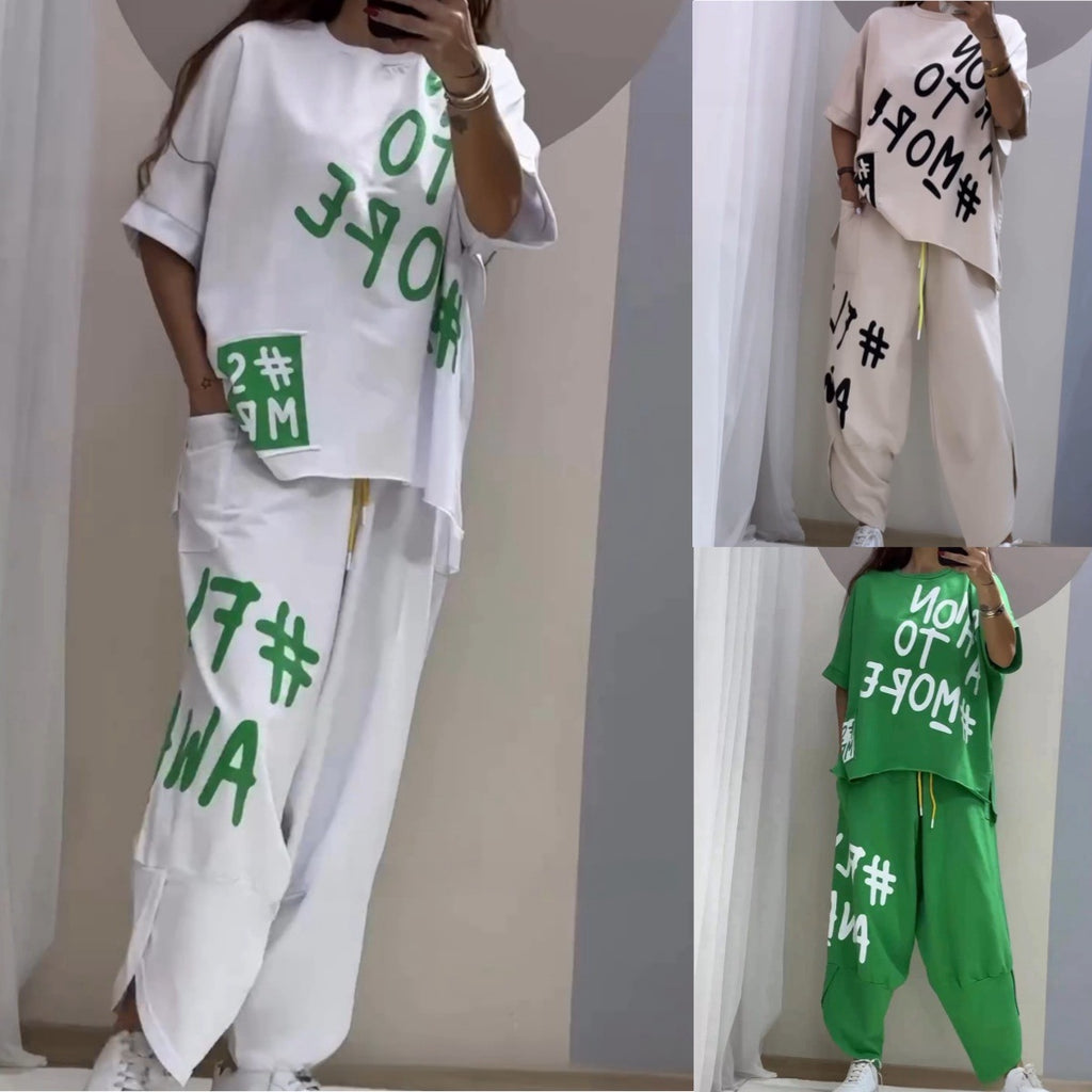 Spring And Summer European And American Women's Clothing Casual Top Two-piece Pants Women's Clothing