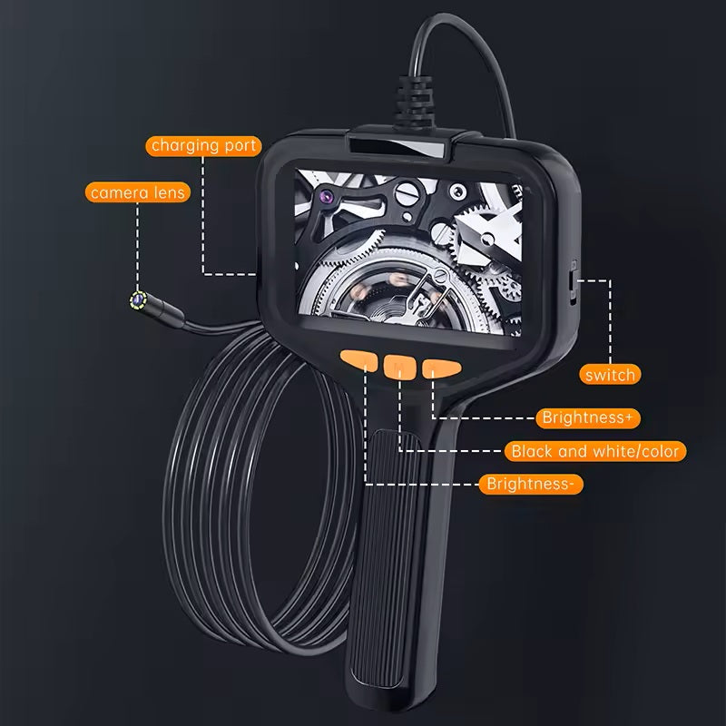 Borescope With Light, Industrial Endoscope Inspection Camera  With Light - 2,5,10m Snake Camera For Automotive, Aircraft, And Pipe Inspection - Portable Boroscope With Led Lighting For Clear Visual In