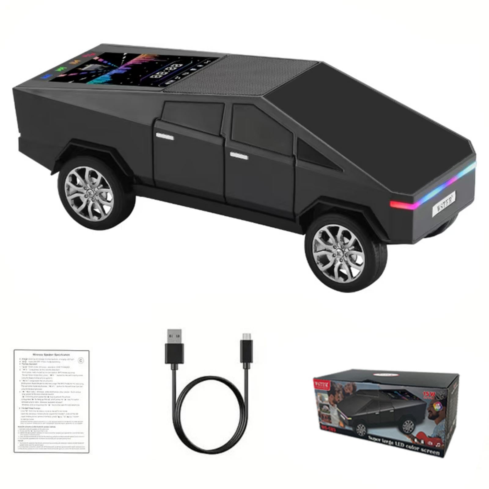WS-580 Bluetooth Pickup Truck Portable Speaker With Display, High-definition Sound, TWS Pairing, FM Radio, Built-in Microphone For Hands-free Calls, A Surprising Gift For Car Enthusiasts