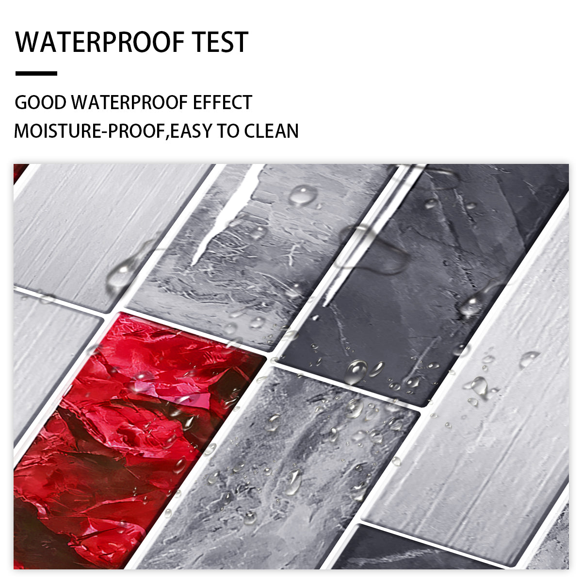 Red Marble Look Peel And Stick Wallpaper PVC Waterproof Self-adhesive Tiles Kitchen Splash-proof Bathroom Home Decoration Removable Without Leaving Glue