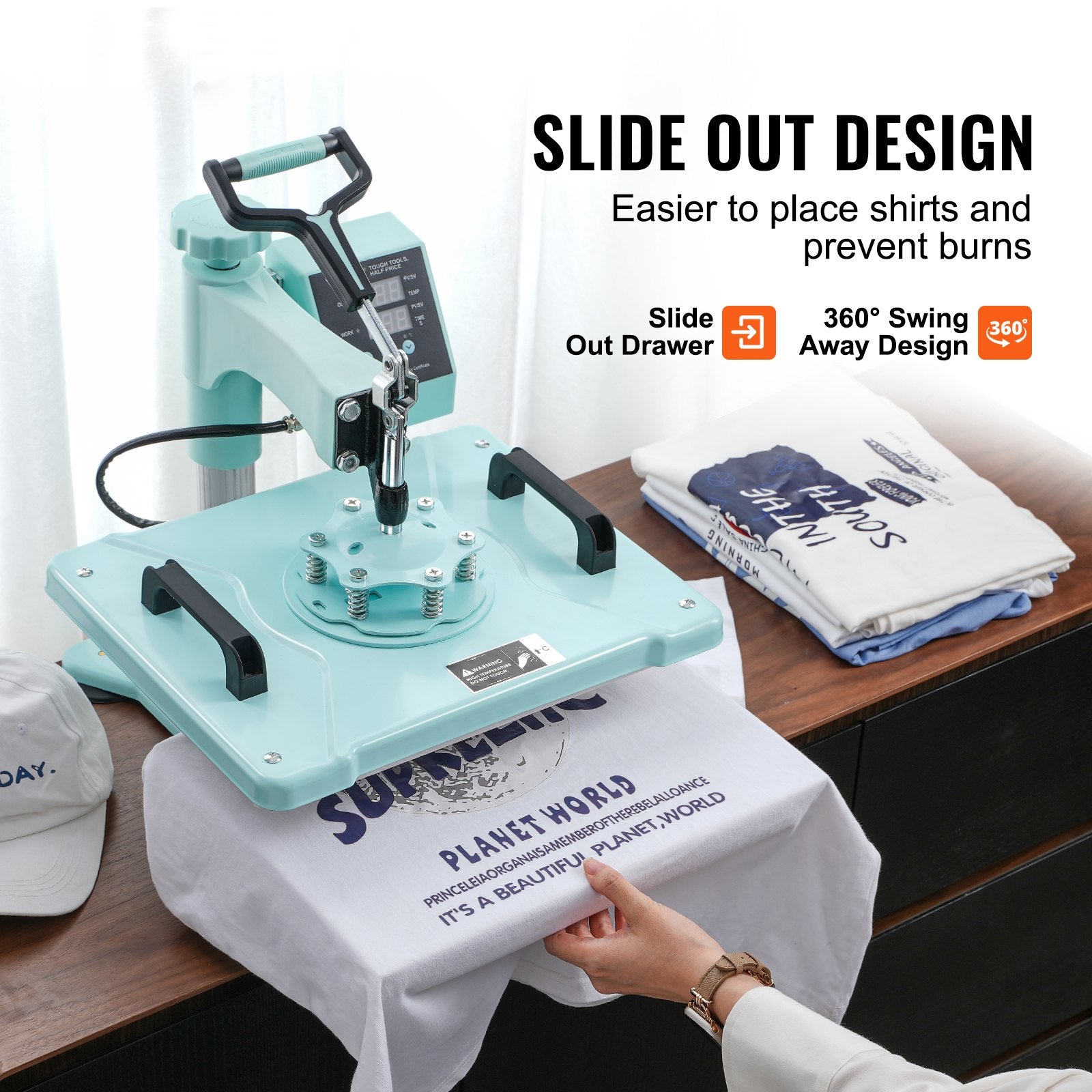 Heat Press Machine 12x15 In 5 In 1 With 30oz Tumbler Press T-Shirts Green