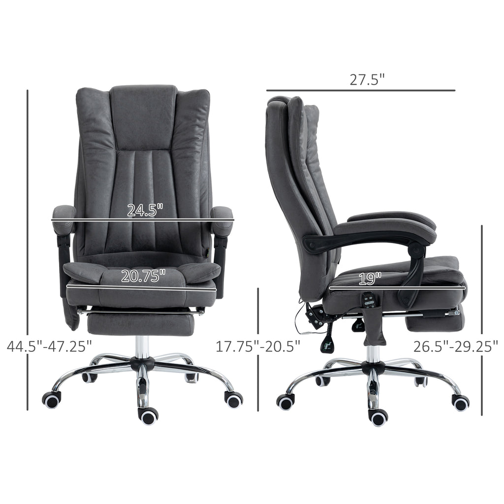 Massage Office Chair with 6 Points and Heat, Reclining Computer Chair with Adjustable Height and Footrest, Dark Blue