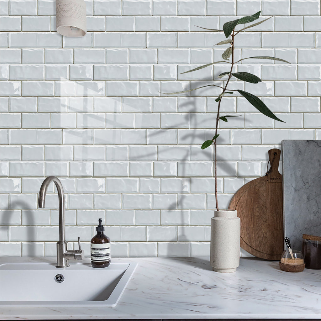 White Wall Stickers For Kitchen And Bathroom Walls, Waterproof And Oil-proof Self-adhesive Wall Stickers, Easy DIY Home Decoration, Removable Glue-free Wall Decoration