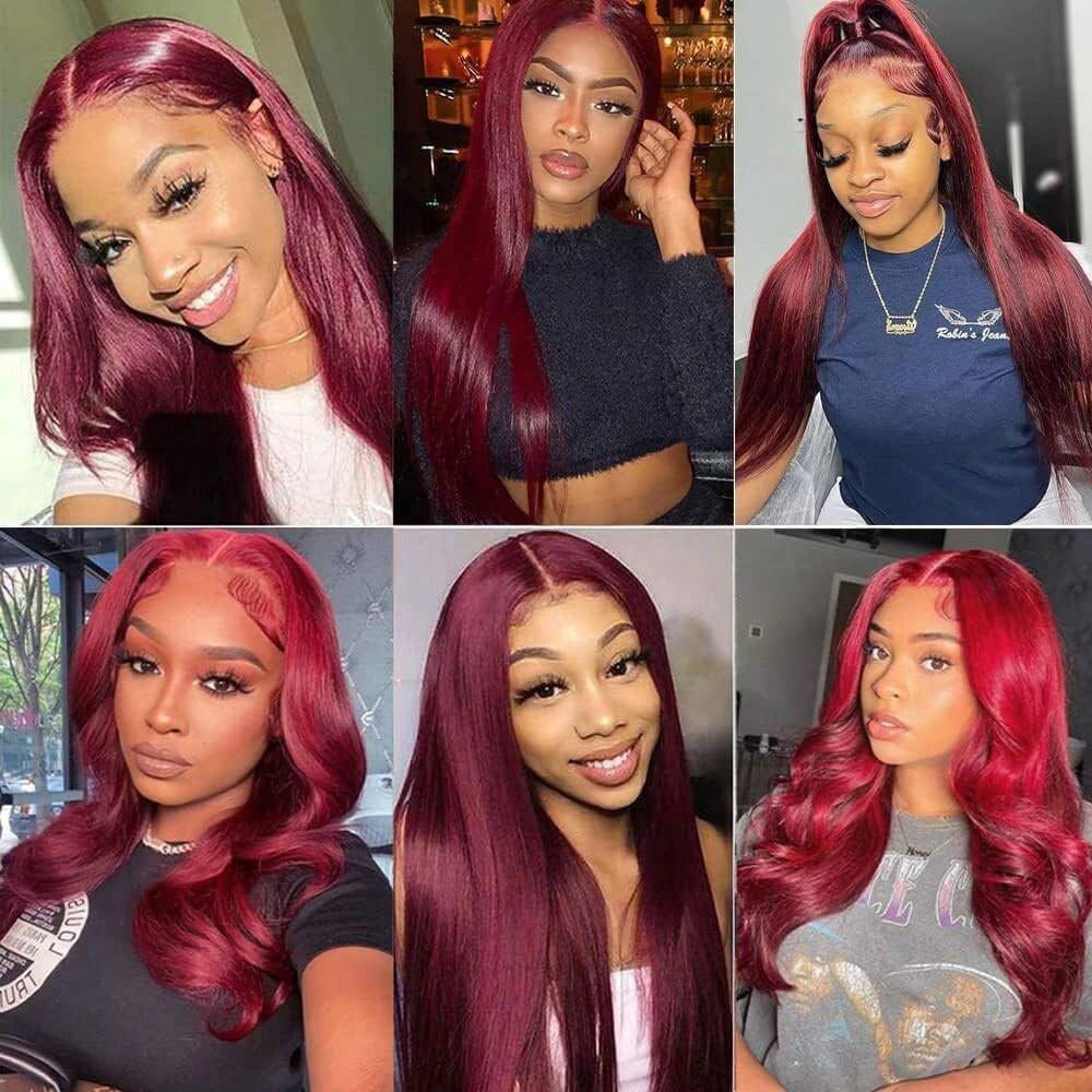 99j Burgundy Lace Front Wigs Human Hair Straight Wigs For Women