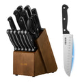 Kitchen Knife Set With Block And Sharpener, 15 Piece German High Carbon Stainless Steel Knife Set, Kitchen Cutlery With ABS Ergonomic Handle, Sharpening Rod And Wooden Block, For Home Cooks