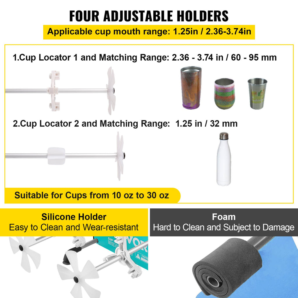 4 Cup Turner, 2 Speeds Multiple Tumbler Spinner Rotator Machine Kit With 4 Removable And Adjustable Arms, Mute Motor, Aluminum Alloy Frame, 4 Independent Switches For DIY Glitter Crafts(Green)
