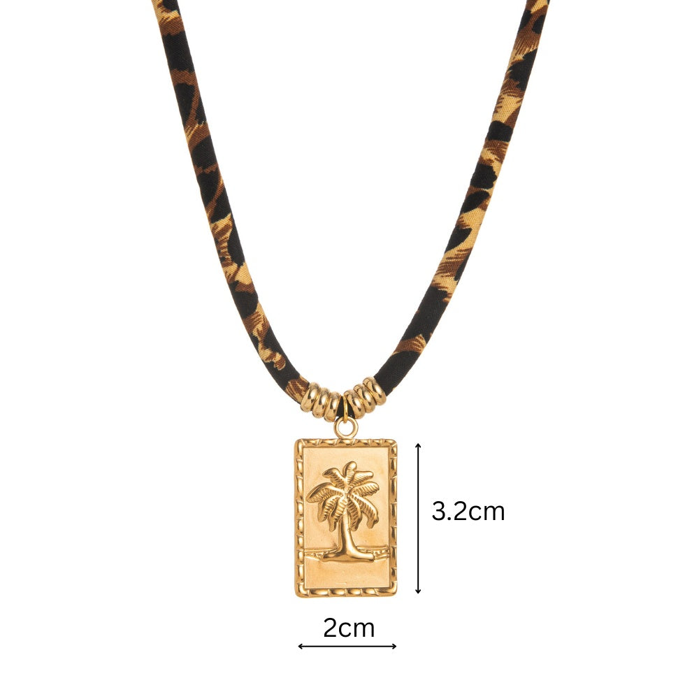 European And American Style Women's Jewelry Niche Geometric Pendant Design Leopard Print Rope Necklace