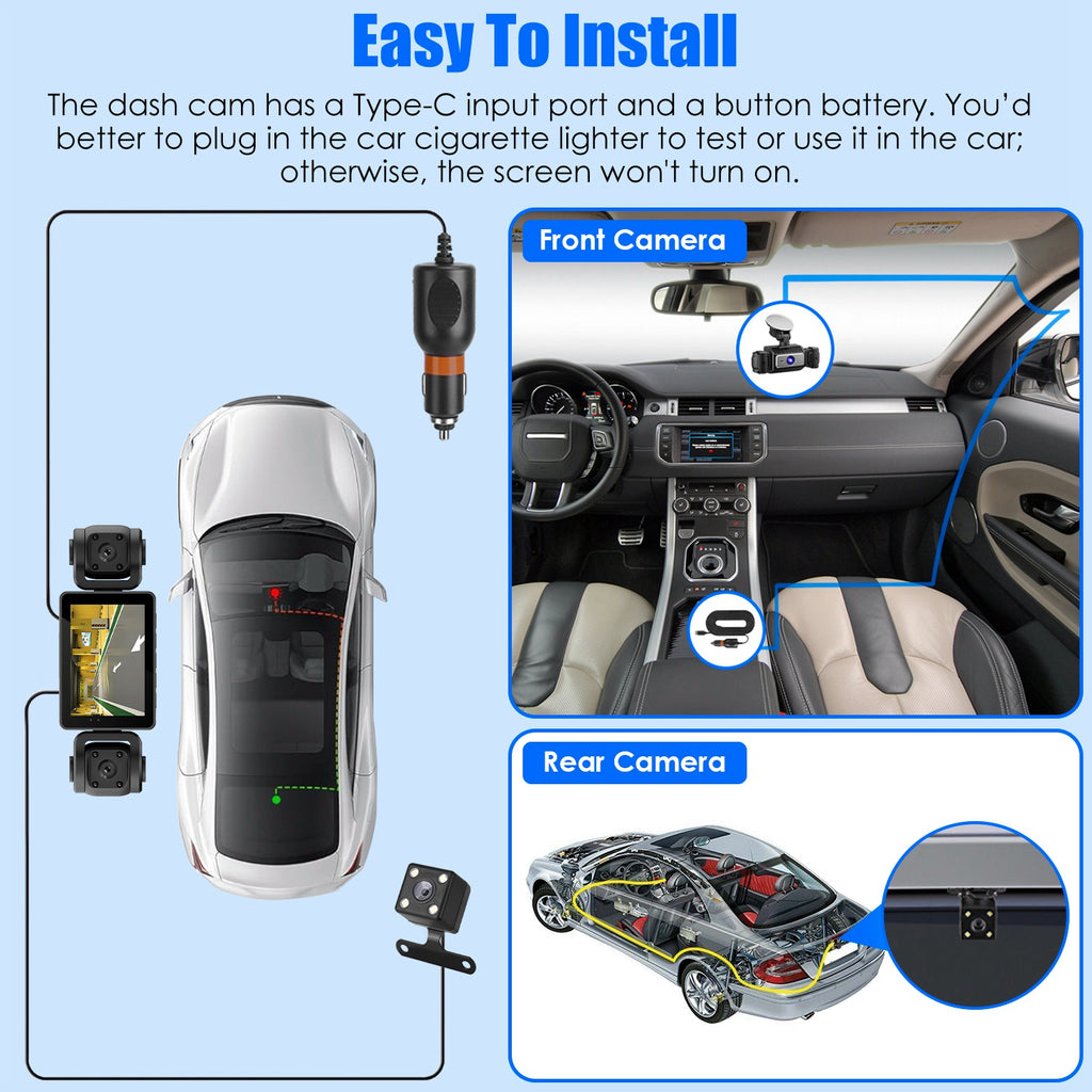 4 Channel Car Dash Cam With 128G MMC Card 1080P Front 720P Left Right 480P Rear G-Sensor Parking Monitor Loop Recording Night Vision 360 Degree Surveillance Car Camera
