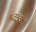 Double Cross Miniature Copper Inlaid Zircon Ring
