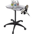 Mayo Stand Medical Tray, Height Adjustable Stainless Steel Salon Tray Easy Assemble Tattoo Cart Lab Tray With 2 Cups & 1 Metal Ring For SPA Clinic Personal Care Lab Hospital Dentistry, Silver