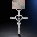 Infinity Love God We Trust Christian Cross Birthstone Crystal Pendant Necklace Colour Gems Zircon Heart Necklace Women Jewelry
