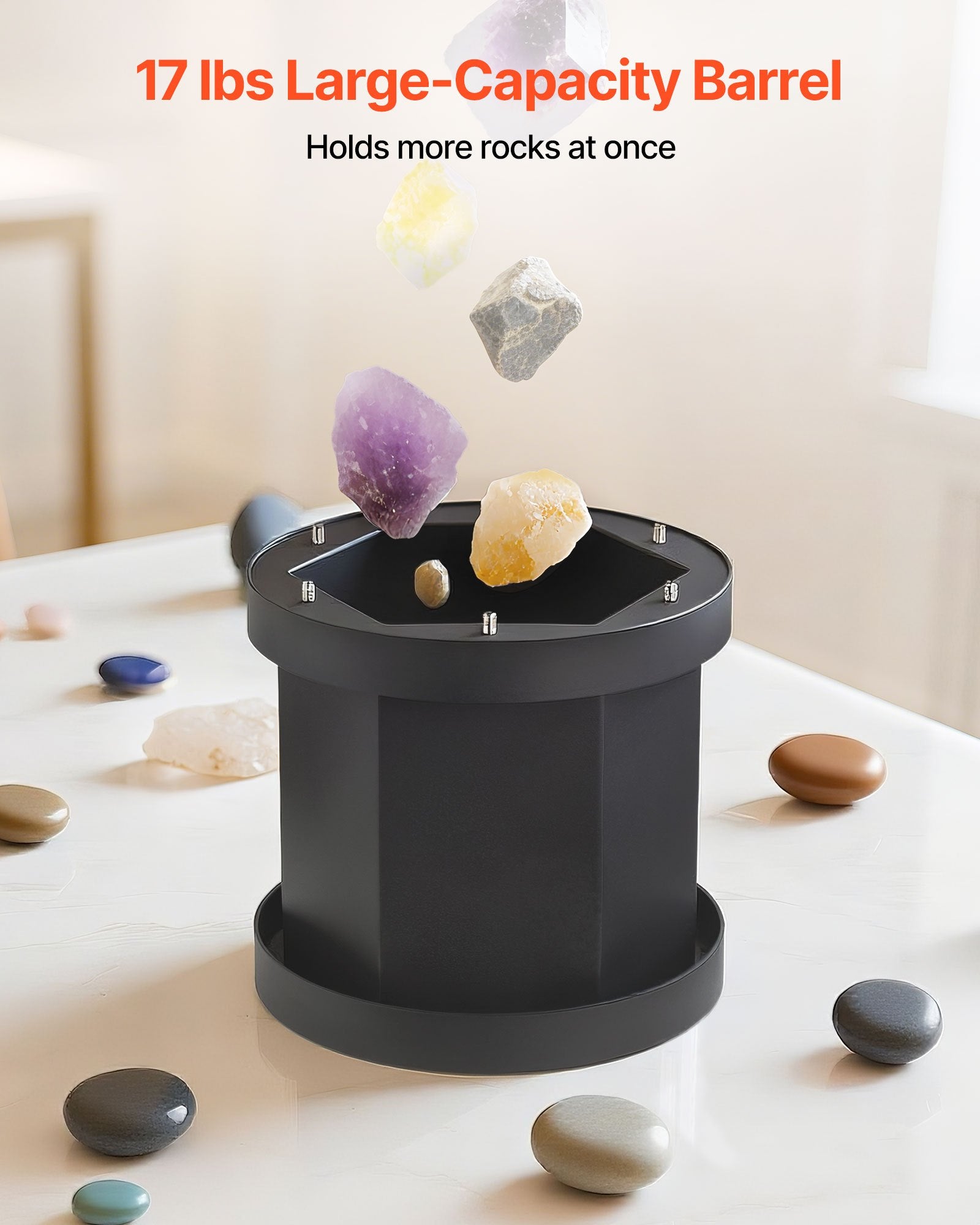 Rock Tumbler Kit, 17 Lbs Rock Polishing Kit, 2-Speed Stone Polishing Kit With 240-Hour Polishing Timer, Rock Polisher With Belt-Driven Brushless Motor, Rock Polisher For Adults And Kids