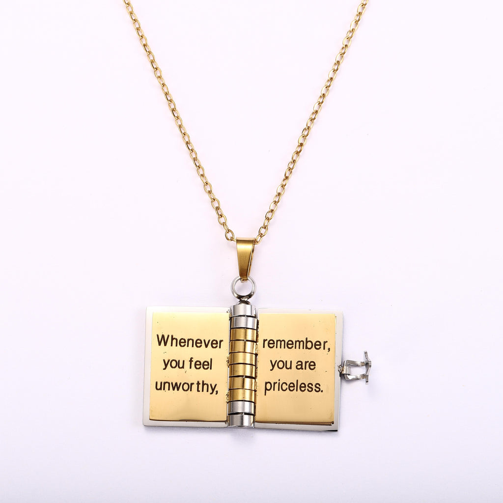 My Little Star Book Necklace For Daughter Son 18 Inch Stainless Steel Chain Gold Hardware Love Jewelry Birthday Graduation Gift