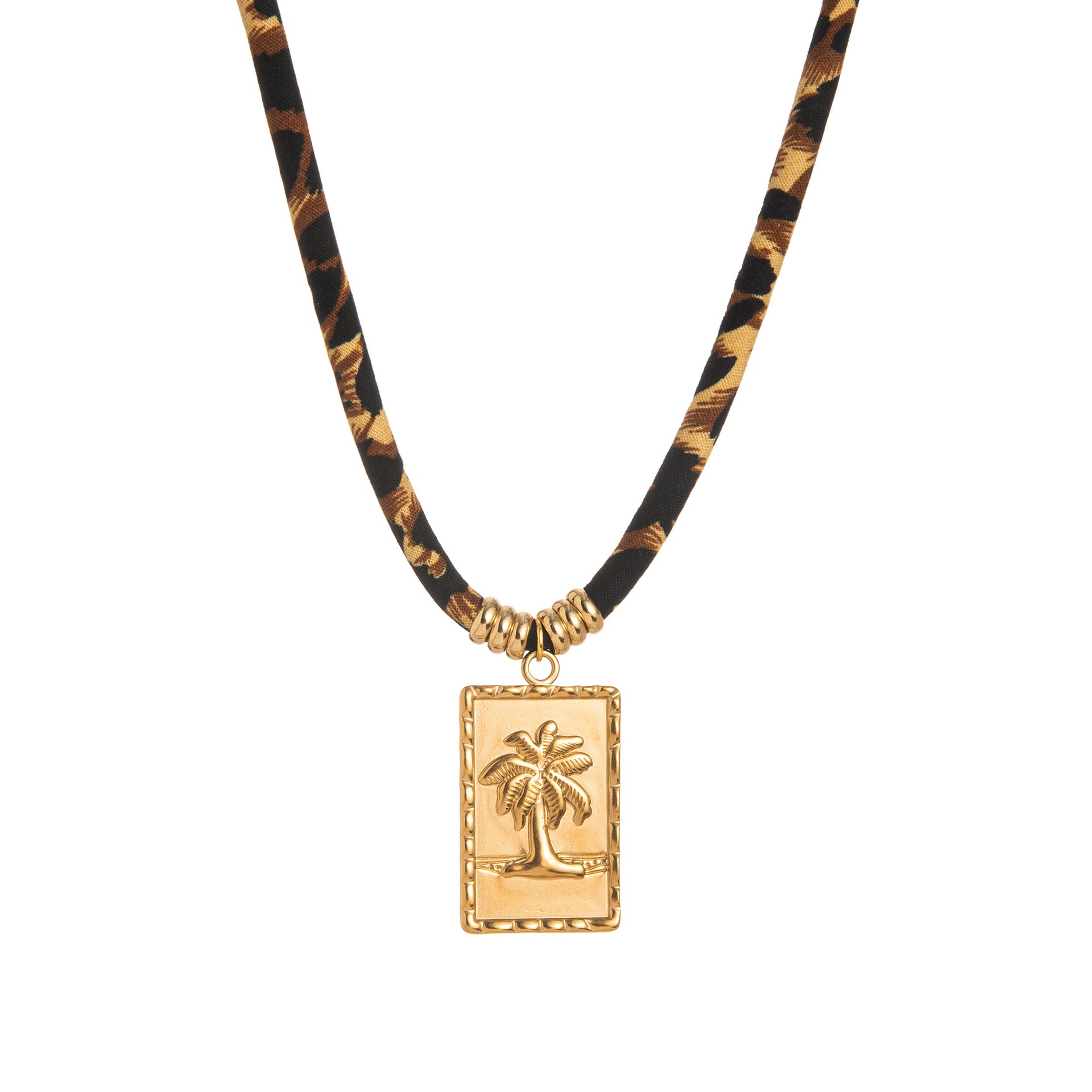 European And American Style Women's Jewelry Niche Geometric Pendant Design Leopard Print Rope Necklace