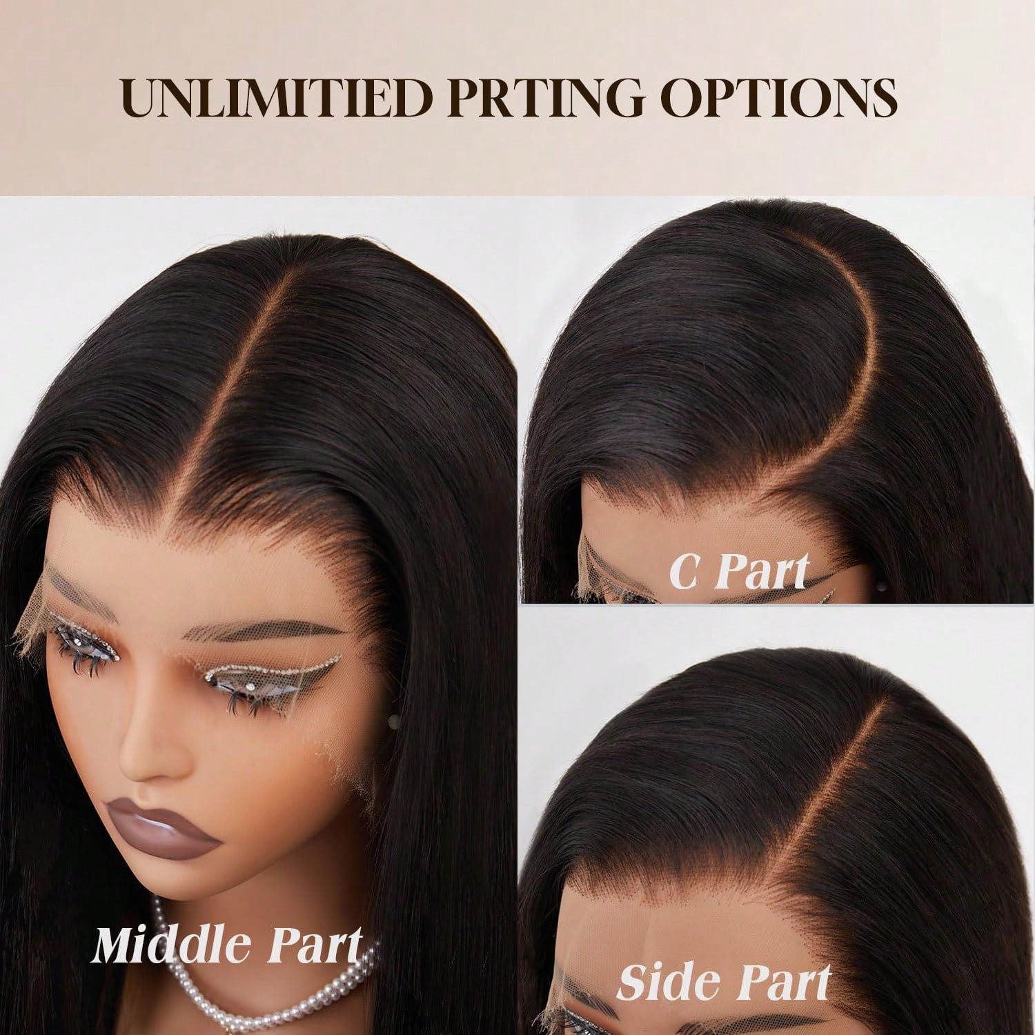 Human Hair Lace Front Wig Synthetic Headband Wig 1B Black Natural Long Straight Wigs