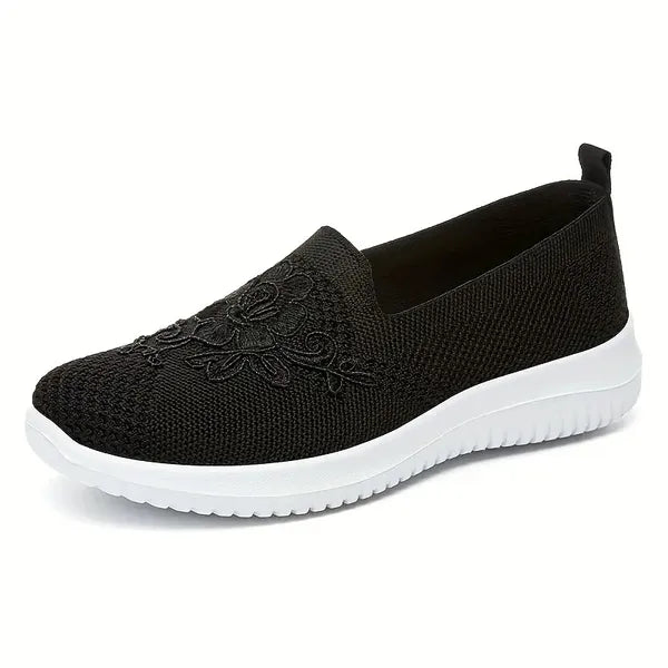 Women'S Breathable Hollow Flat Shoes, Shallow Mouth Flower Solid Color Mesh Shoes, Fashionable Lazy Shoes