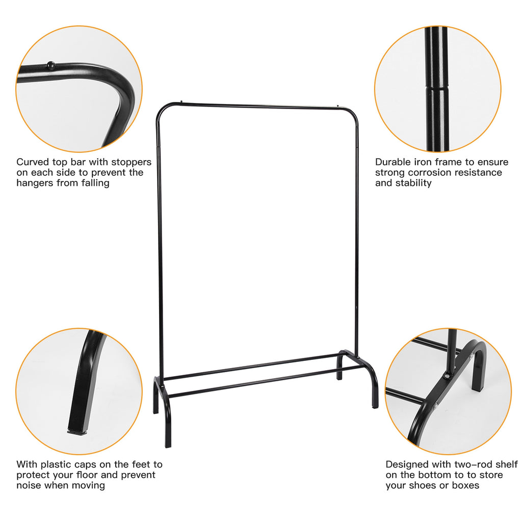 1Pc 33lbs Loading Garment Racks Freestanding Clothing Racks Clothes Rack Stands Organizer With Bottom Shelf For Dormitory Home
