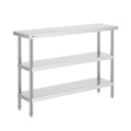 VEVOR Stainless Steel Food Prep Table, 14 X 48 X 34 Inch Commercial Kitchen Worktable, With 2 Adjustable Undershelf, Heavy Duty Prep Table Metal Work Table For BBQ, Kitchen, Home, And Garage