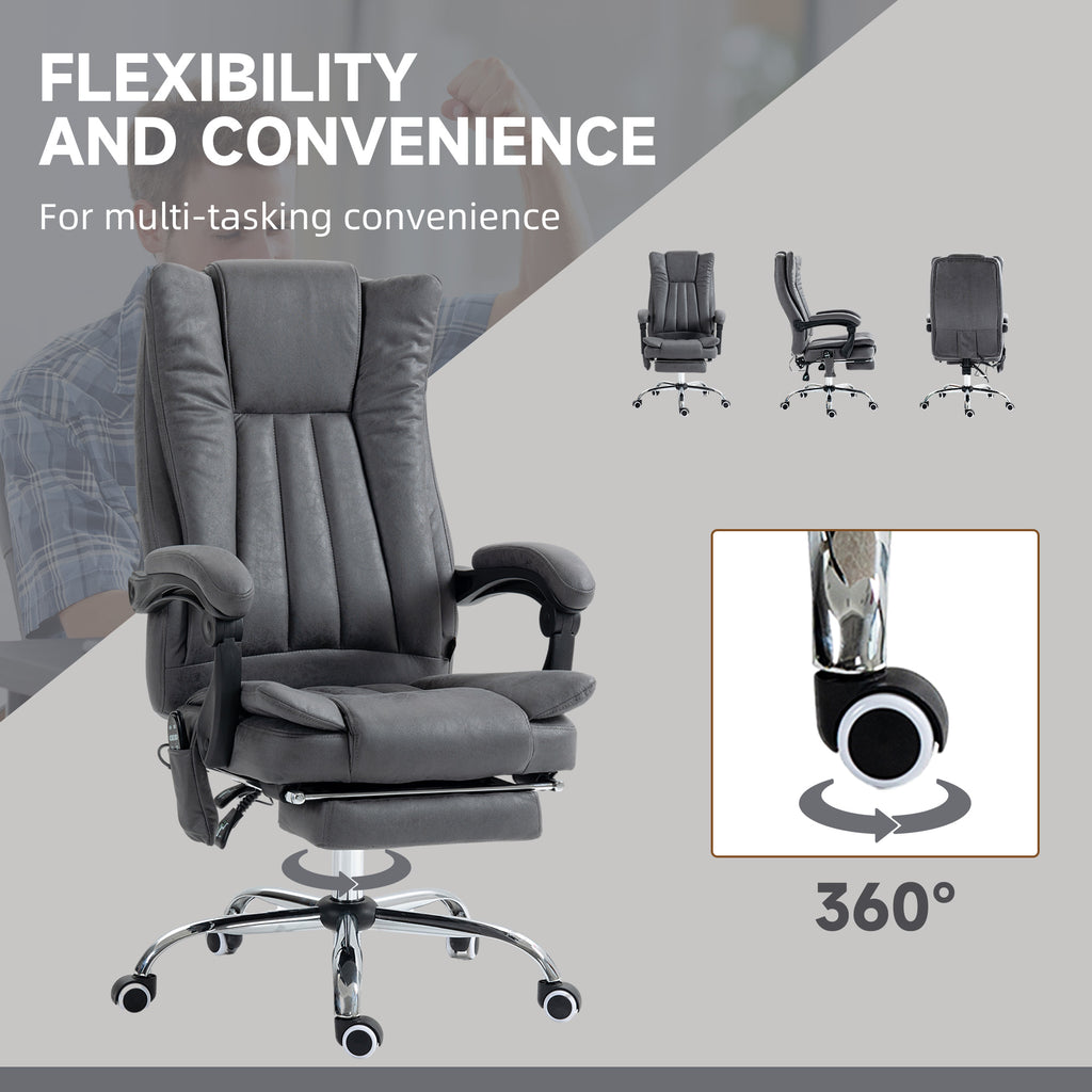 Massage Office Chair with 6 Points and Heat, Reclining Computer Chair with Adjustable Height and Footrest, Dark Blue