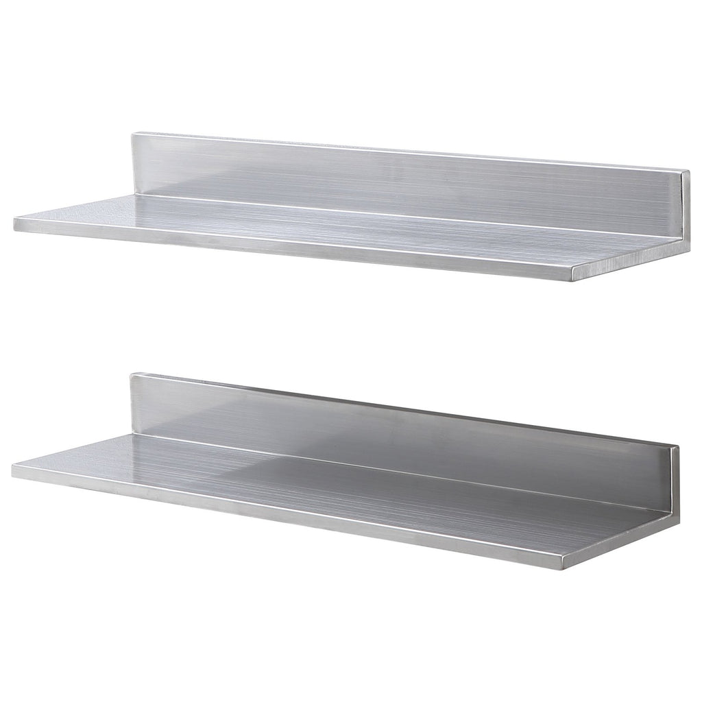 8.6" X 30" Stainless Steel Shelf, Wall Mounted Floating Shelving With Backsplash, 44 Lbs Load Capacity Commercial Shelves, Heavy Duty Storage Rack For Restaurant, Kitchen, Bar, Home, And Hotel