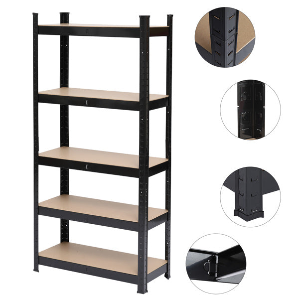 Five Layer Black Household Metal Shelf