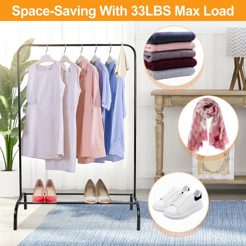 1Pc 33lbs Loading Garment Racks Freestanding Clothing Racks Clothes Rack Stands Organizer With Bottom Shelf For Dormitory Home