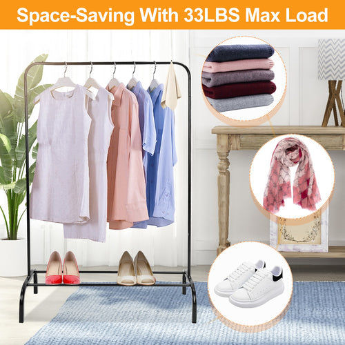 1Pc 33lbs Loading Garment Racks Freestanding Clothing Racks Clothes Rack Stands Organizer With Bottom Shelf For Dormitory Home