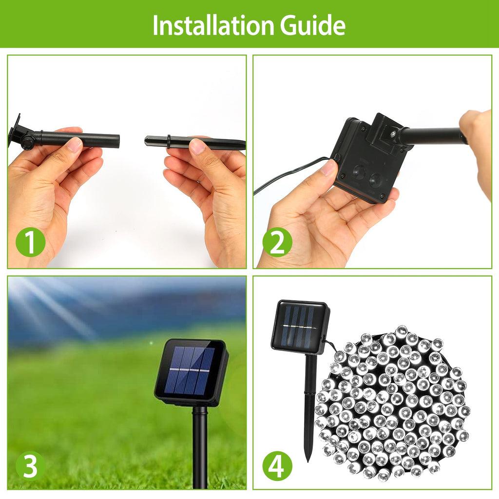 1Pc Solar String Lights LED Solar Power Fairy String Light 12M 8 Lighting Mode Cool Light Waterproof Starry String Lights Christmas Wedding Party Decor String Lights