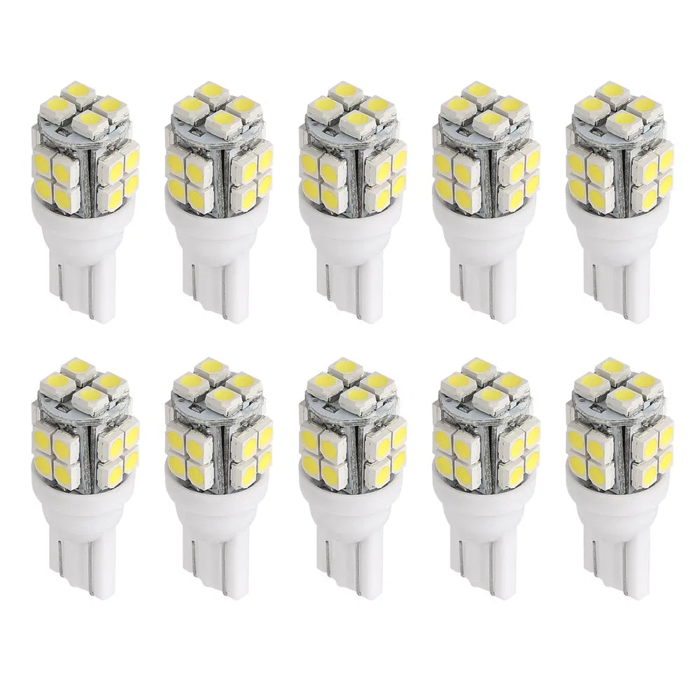 10Pcs 12V T10 LED Light Bulb Wedge Base Interior Dome Map LED Lights License Plate Trunk Side