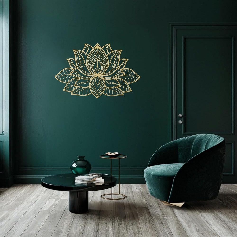 Radiant Lotus Mandala Metal Wall Art - Zen Bohemian Decor For Living Room