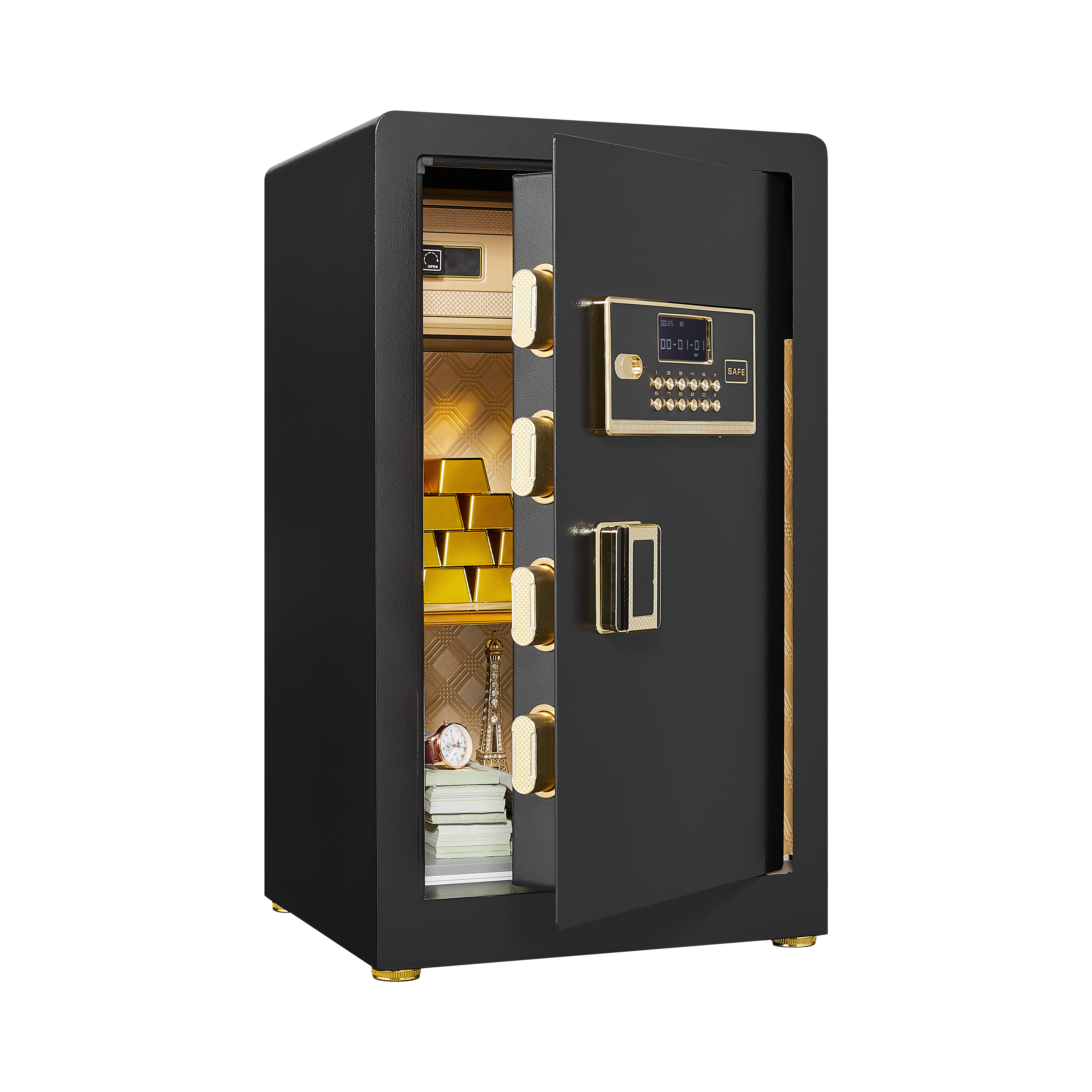 Security Electronic Steel Home Safe, Anti-Theft Digital Security Lock Box With Smart Alert System, Removable Shelf, Mute Function, Personal Document Safes For Money Jewelry