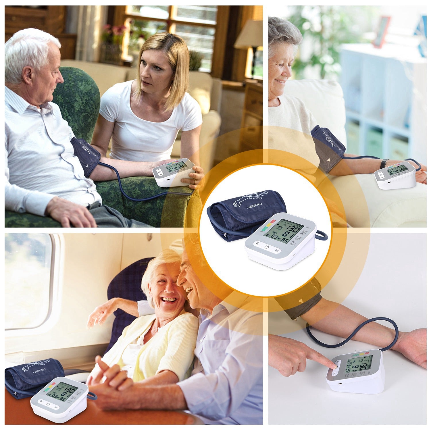 1Pc Digital Arm Blood Pressure Monitor LCD Digital Heart Beat BP Gauge Health Test With Voice