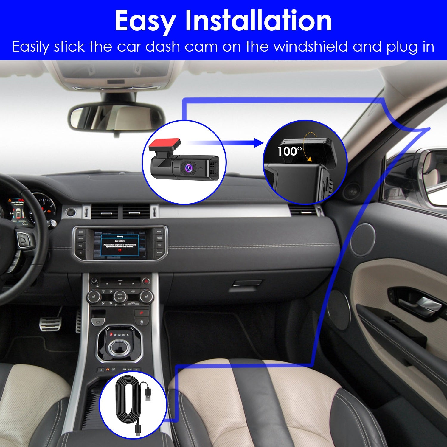 1Pc 2K HD Front Dash Cam For Car With IPS Screen Night Vision Loop Recording Included 32G Storage Card 140 Degree Wide Angle WiFi App Control Front Dashcam