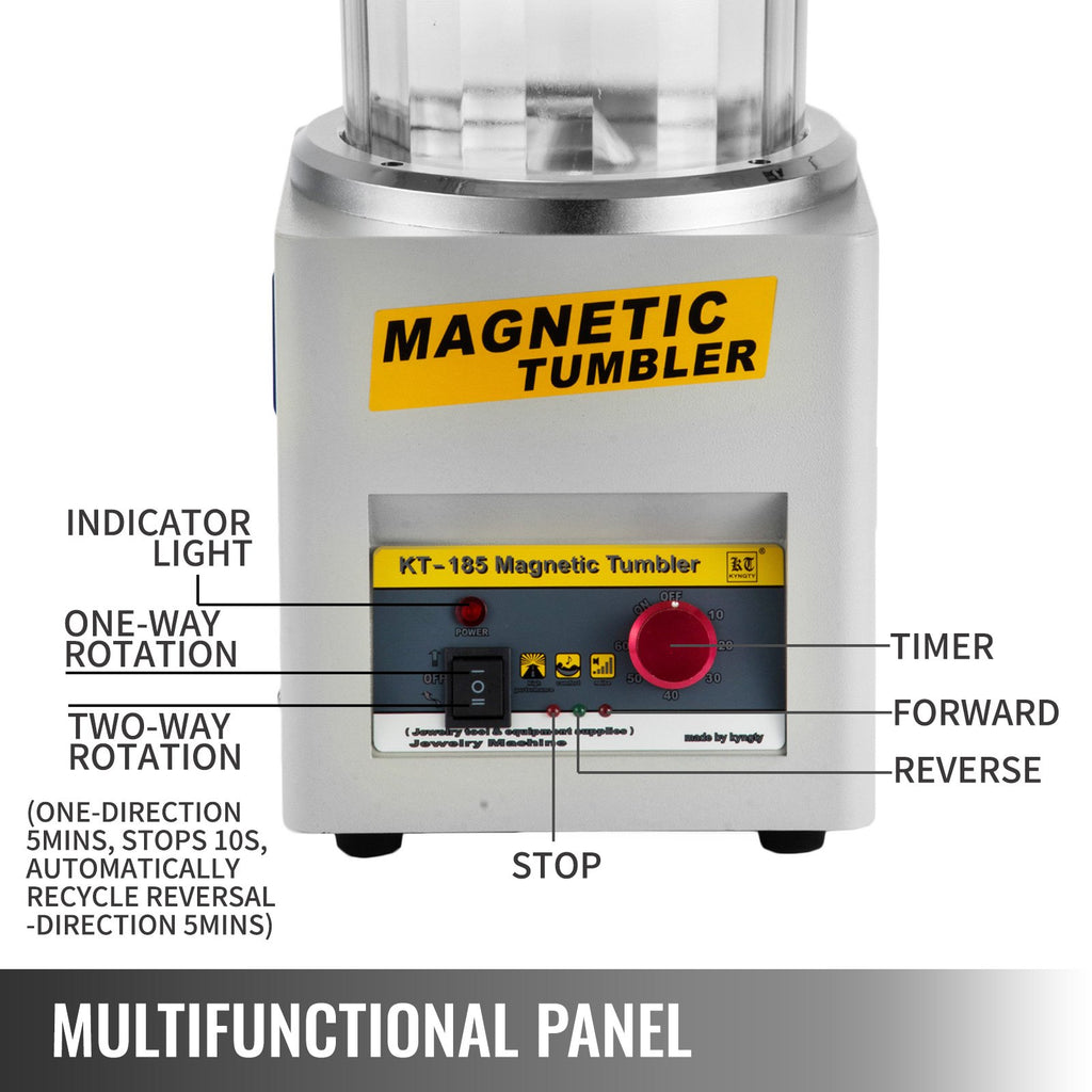 Magnetic Tumbler, 180mm Jewelry Polisher Tumbler,2000 RPM KT-185 Jewelry Polisher Finisher With Adjustable Direction And Time For Jewelry