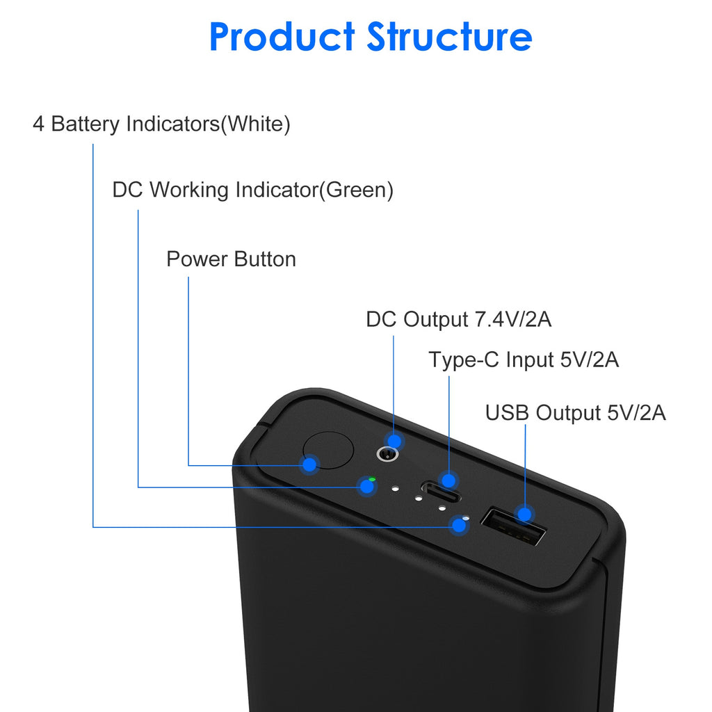 1Pc 10,000mAh OR 20,000mAh 5V 2A Power Bank For Heated Jackets Vests Pants Gloves Scarves DC 7.4V 2A Heated Clothing Replacement Battery Pack For Men Women