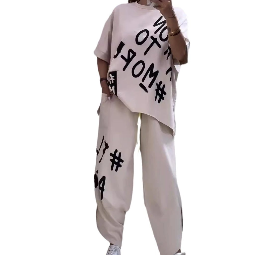 Spring And Summer European And American Women's Clothing Casual Top Two-piece Pants Women's Clothing